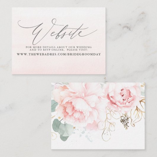 ソフトピンクフローラ結婚のWebサイトカード 名刺 (正面/裏面)