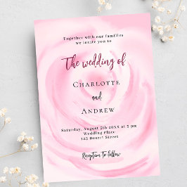 ソフトピンクフローラ結婚バラ インビテーションポストカード