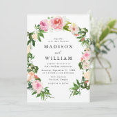 ソフトピンクフローラ結婚リース 招待状 (スタンド正面)