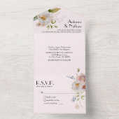 ソフトピンクフローラ結婚女の子らしい女の子 オールインワン招待状 (内側)