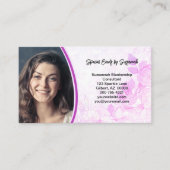 ソフトピンクフローラ背景カスタム写真QRコード 名刺 (正面)