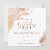 ソフトピンクフローラ誕生日パーティーの招待 招待状 (正面)