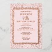 ソフトピンクフローラ70カスタムth誕生日 箔招待状 (正面)