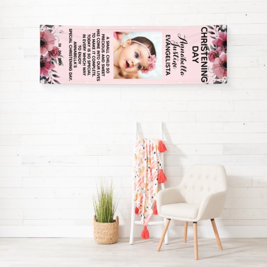 ソフトピンクフローラ《キリスト教》洗礼式や命名式デイイベントバーティクル 横断幕 (インサイチュ)