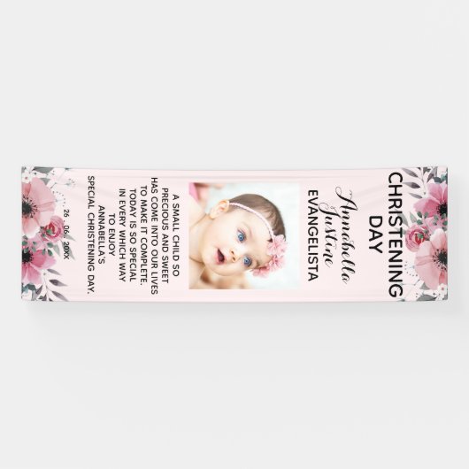 ソフトピンクフローラ《キリスト教》洗礼式や命名式デイイベントバーティクル 横断幕 (横)