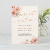 ソフトピンクフローラSweet sixteen16誕生日 招待状 (スタンド正面)