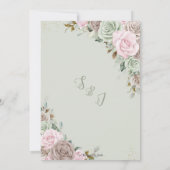 ソフトピンクブラウンセージグリーンフローラ結婚金ゴールド 招待状 (裏面)