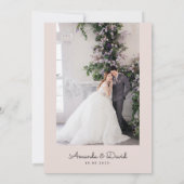 ソフトピンクブルーグリーンリーロマンチック結婚フローラ 招待状 (裏面)