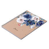 ソフトピンクブルー水彩花彼女の個人的 ノートブック (左側)
