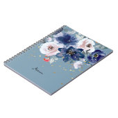 ソフトピンクブルー水彩花彼女の個人的 ノートブック (左側)