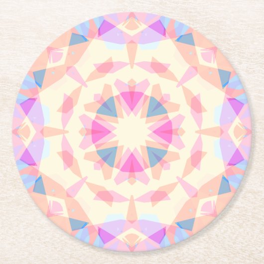 ソフトピンクブルー魔法スターハロウィンレインボーデコール ラウンドペーパーコースター (正面)