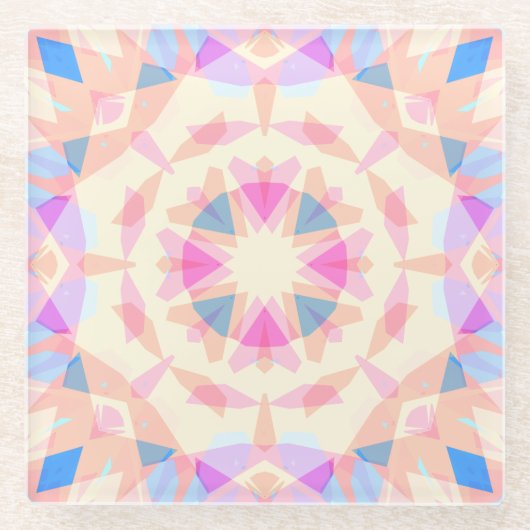 ソフトピンクブルー魔法スターパステルエクスクティックデコール ガラスコースター (正面)