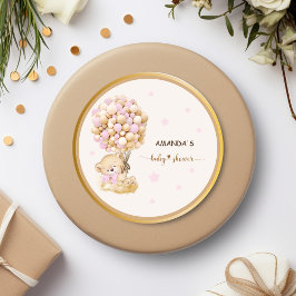 ソフトピンクベビーガールテディベア ラウンドシール