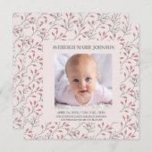 ソフトピンクベリー赤ちゃん女の子の誕生のお知らせ 案内状 (正面/裏面)