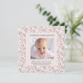 ソフトピンクベリー赤ちゃん女の子の誕生のお知らせ 案内状 (スタンド正面)