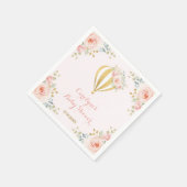 ソフトピンクホットエアバルーンアドベンチャーベビーシャワー スタンダードカクテルナプキン (角)