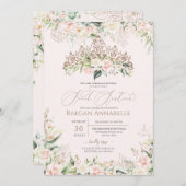 ソフトピンクホワイトロエレガントローズスウィート16誕生日イン 招待状 (正面/裏面)