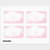 ソフトピンクホワイト牡丹フローラ長方形シール 長方形シール (シート)