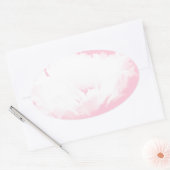 ソフトピンクホワイト牡丹 – フローラ 楕円形シール (封筒)