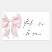 ソフトピンクボウありがとう長方形 長方形シール (正面)