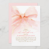 ソフトピンクボウエレガントブライダルシャワー 招待状 (正面/裏面)