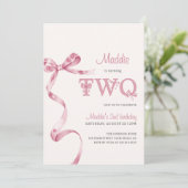 ソフトピンクボウ第2誕生日ガール 招待状 (スタンド正面)