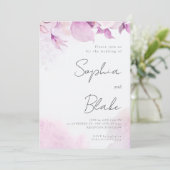 ソフトピンクボモダンホフローラと葉 招待状 (スタンド正面)