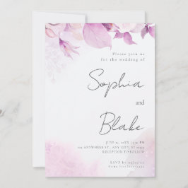 ソフトピンクボモダンホフローラと葉 招待状