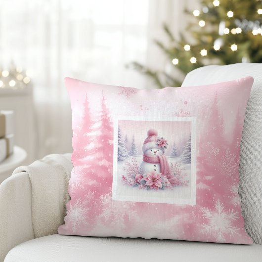 ソフトピンクマス クリスマス 森の雪だるま 枕