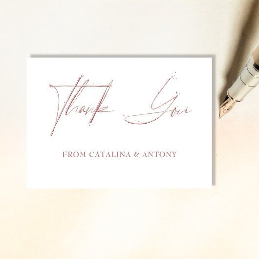 ソフトピンクミニマリスト手書きサンキューカード サンキューカード