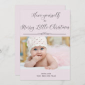 ソフトピンクメリーリトルクリスマスフォトカード シーズンカード (正面/裏面)