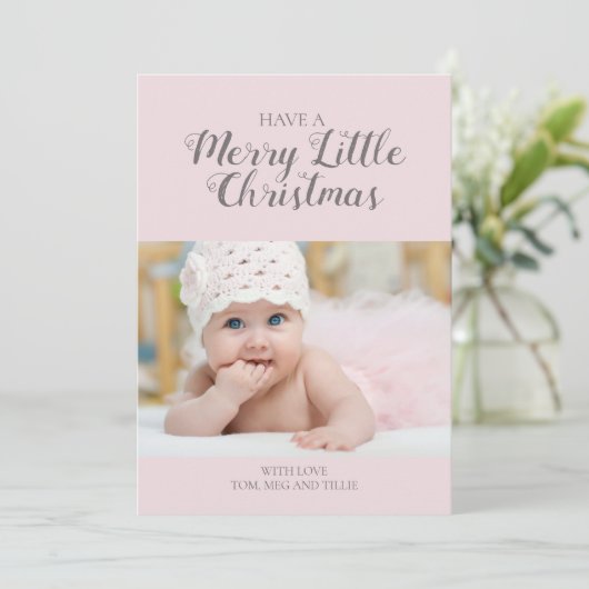 ソフトピンクメリーリトルクリスマスフォトカード シーズンカード (スタンド正面)