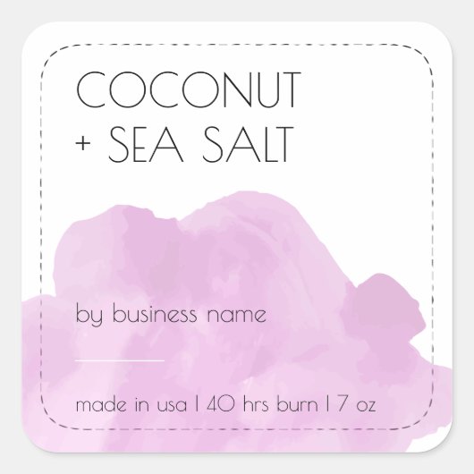 ソフトピンクモダンのキャンドル製品ラベルシール スクエアシール (正面)