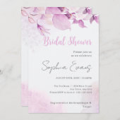 ソフトピンクモダンボホフローラ葉ブライダルシャワー 招待状 (正面/裏面)