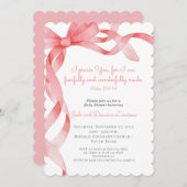 ソフトピンクリボンベビシャワー招待状 招待状 (正面/裏面)