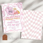 ソフトピンクレトロガレンティーズパジャマパーティー 招待状