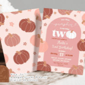 ソフトピンクレトロフローラカボチャ2ndバースデーガール 招待状