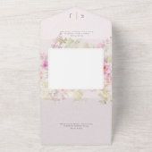 ソフトピンクロマンチックハートヴィンテージフローラQRコード オールインワン招待状 (外側)