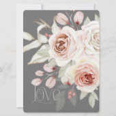 ソフトピンクロマンチックバラオングレー結婚ズ 招待状 (裏面)