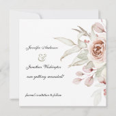 ソフトピンクロマンチックバラオンホワイト結婚ズ セーブザデート (裏面)