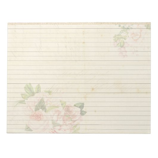 ソフトピンクローズオンアンティーク様紙 ノートパッド (正面)