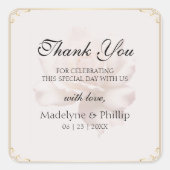 ソフトピンクローズサンキューステッカー スクエアシール (正面)