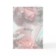 ソフトピンクローズ結婚式招待状カード