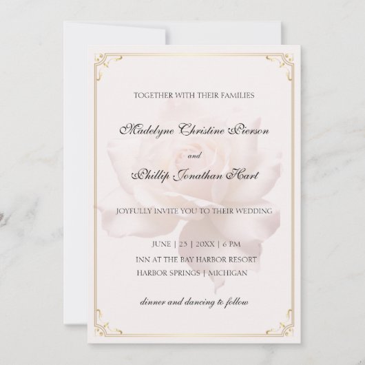 ソフトピンクローズ結婚式招待状 招待状 (正面)