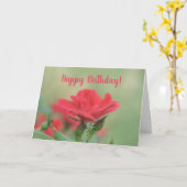 ソフトピンクローズ誕生日カード カード (黄色い花)
