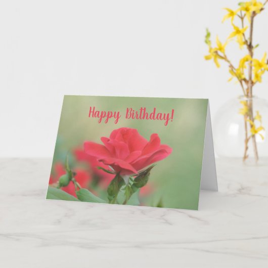 ソフトピンクローズ誕生日カード カード (黄色い花)
