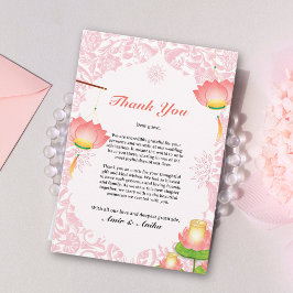 ソフトピンクロータランタンインスパイア結婚インディアン サンキューカード