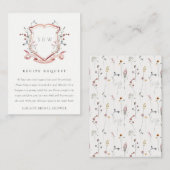 ソフトピンクワイルドフラワークレスト結婚のレシピリクエスト エンクロージャーカード (正面/裏面)