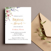 ソフトピンクワイルドフラワーグリーン金ゴールドブライダルシャワー 招待状