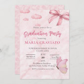 ソフトピンク大理石卒業パーティー招待状 招待状 (正面/裏面)